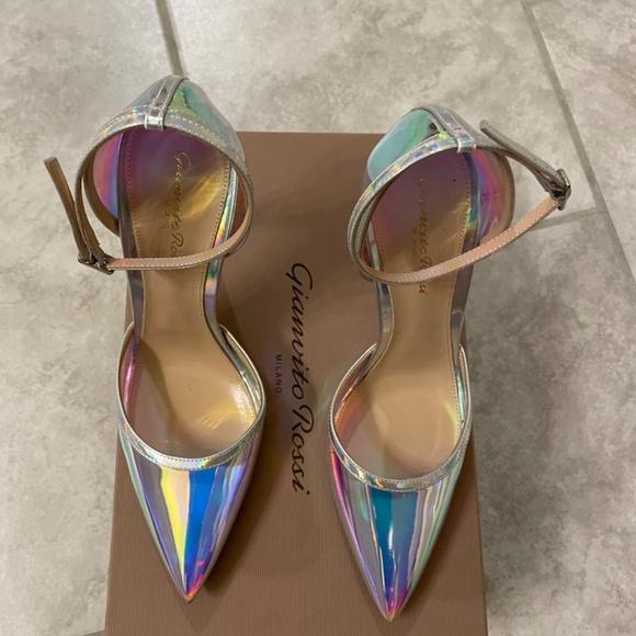 GIANVITO ROSSI Hologram 110mm Leather PVC Size 38 1/2 - Picture 2 of 12